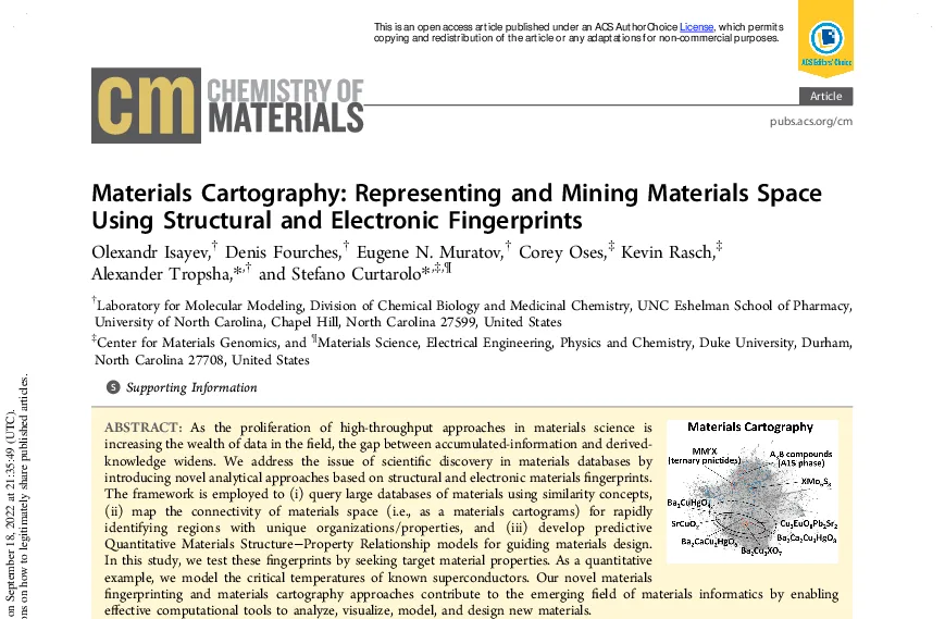 Graphical abstract for Materials Cartography: Representing and Mining Materials Space Using Structural and Electronic Fingerprints