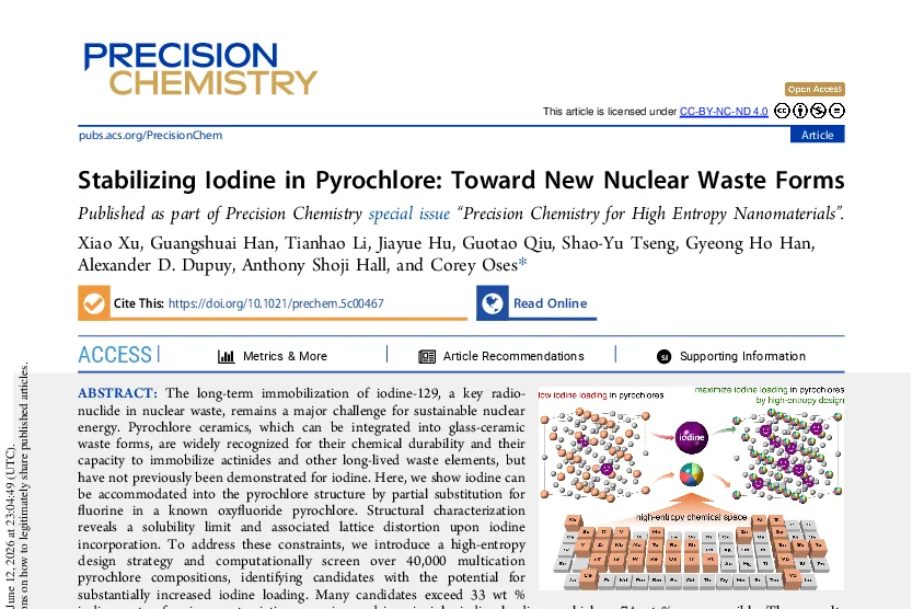 Stabilizing Iodine in Pyrochlore: Toward New Nuclear Waste Forms
