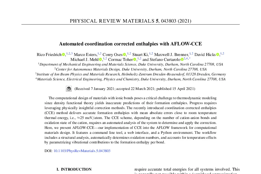 Graphical abstract for Automated coordination corrected enthalpies with AFLOW-CCE